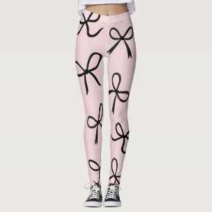 Trendy Schattigee Little Black Bows Pink Leggings