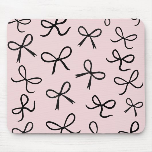 Trendy Schattigee Little Black Bows Pink Muismat (Voorkant)