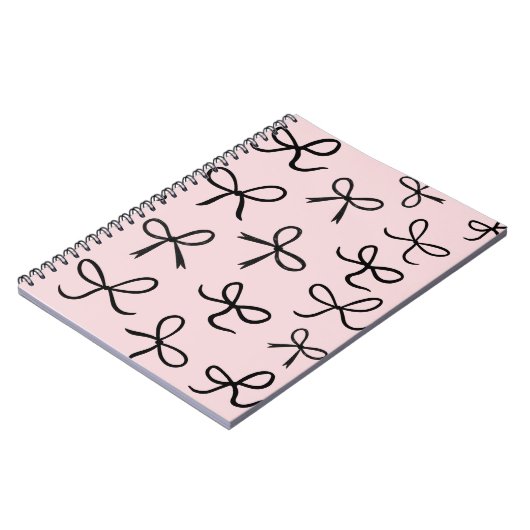 Trendy Schattigee Little Black Bows Pink Notitieboek (Linkerzijde)