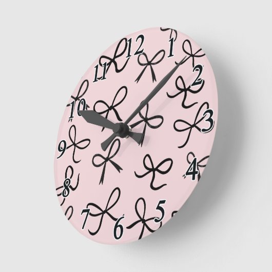 Trendy Schattigee Little Black Bows Pink Ronde Klok (Hoek)
