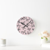 Trendy Schattigee Little Black Bows Pink Ronde Klok (Huis)
