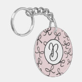Trendy Schattigee Little Black Bows Pink Sleutelhanger (Voorkant Links)