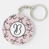 Trendy Schattigee Little Black Bows Pink Sleutelhanger (Achterkant)