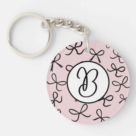 Trendy Schattigee Little Black Bows Pink Sleutelhanger (Voorkant)