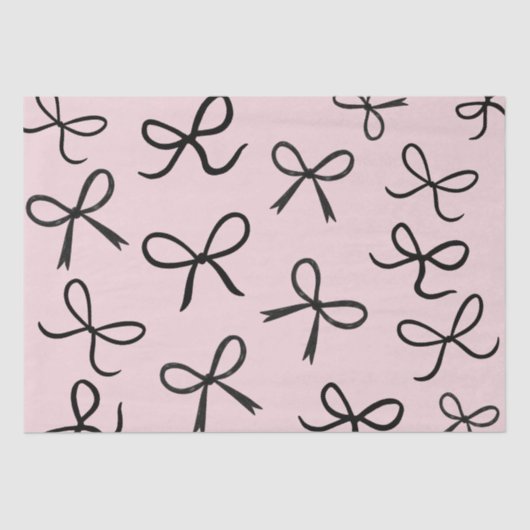Trendy Schattigee Little Black Bows Pink Tissuepapier (Voorkant)