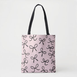 Trendy Schattigee Little Black Bows Pink Tote Bag