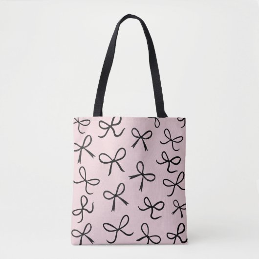 Trendy Schattigee Little Black Bows Pink Tote Bag (Voorkant)