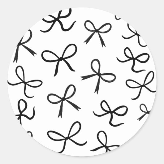 Trendy Schattigee Little Black Bows White Ronde Sticker (Voorkant)