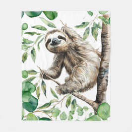 Trendy Schattigee luiaard in een boom Fleece Deken