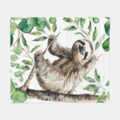 Trendy Schattigee luiaard in een boom Fleece Deken (Voorkant (Horizontaal))