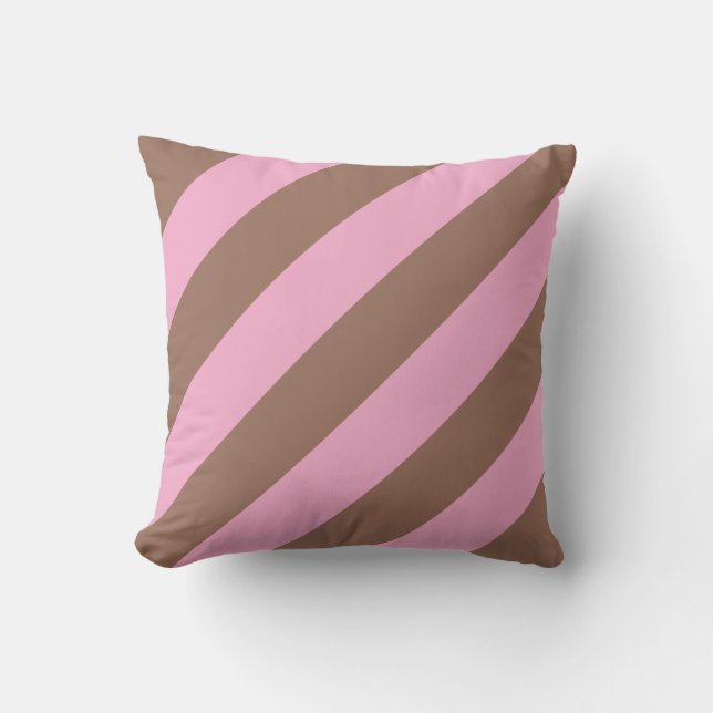 Trendy Schattigee Mocha Bruin Roze Strepen Kussen (Voorkant)