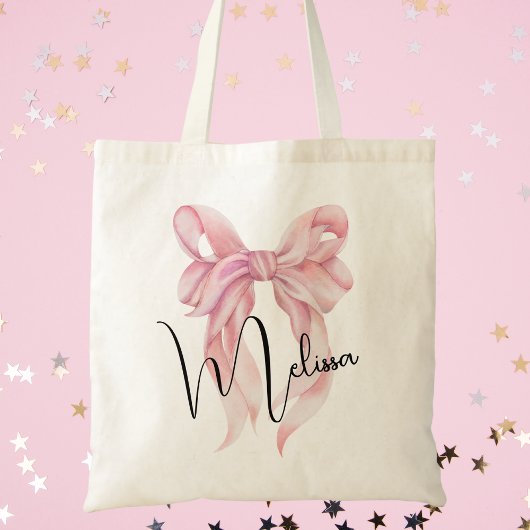 Trendy Schattigee Moderne Meisjes Waterverf Pink B Tote Bag