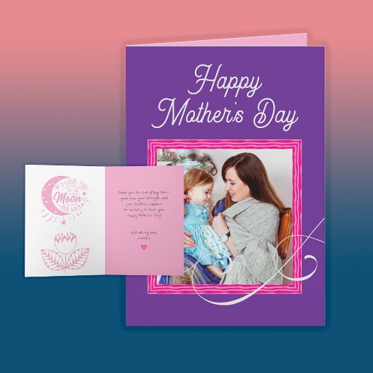 Trendy Schattigee Paarse Moederdag Kaart Custom Ph