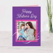Trendy Schattigee Paarse Moederdag Kaart Custom Ph (Voorkant)