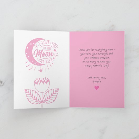 Trendy Schattigee Paarse Moederdag Kaart Custom Ph (Binnen)