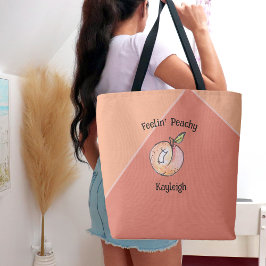 Trendy Schattigee Peach Summer Modern Kitschy Fun  Tote Bag