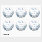 Trendy Schattigee Snowy Landscape Winterbruiloft Ronde Sticker (Vel)