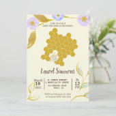 Trendy & Schattigee Waterverf Gold Bee Hive Baby s Kaart (Staand voorkant)