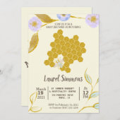 Trendy & Schattigee Waterverf Gold Bee Hive Baby s Kaart (Voorkant / Achterkant)