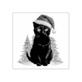 Trendy Schattigee zwarte kerstkat in Santa Hat Rubberstempel (Afrduk)