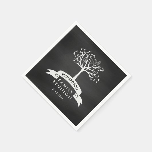 Trendy schoolbordlook met boomfamiliereünie servetten (Hoek)