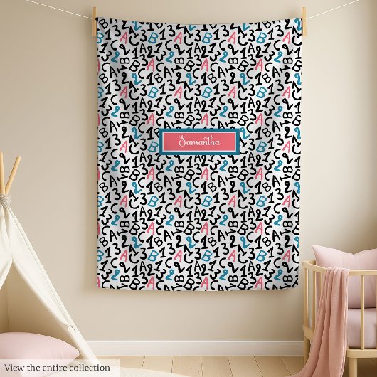 Trendy schoolfleece met monogram voor meisjes fleece deken