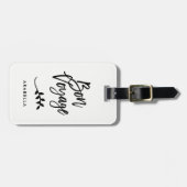 Trendy Schrift en Bladeren | Goede Reis Bagagelabel (Voorkant horizontaal)