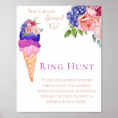 Trendy Scooped Ice Cream Ring Hunt Vrijgezellenfee Poster (Voorkant)