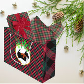  Trendy Scottie Red Black Green Christmas Plaid  Wijn Cadeautas