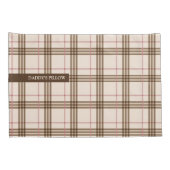 Trendy Scottish plaid tartan beige brown red Kussensloop (Achterkant-Rechts)