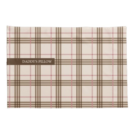 Trendy Scottish plaid tartan beige brown red Kussensloop (Achterkant-Rechts)