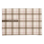 Trendy Scottish plaid tartan beige brown red Kussensloop (Voorkant-Rechts)
