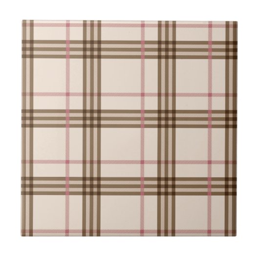 Trendy Scottish Thompson beige brown red tartan Tegeltje (Voorkant)