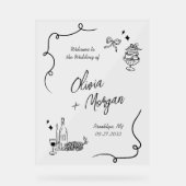 Trendy Scribble Doodle Script Huwelijk Welkomstbor Acryl Bord (Voorkant)