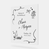 Trendy Scribble Doodle Script Huwelijk Welkomstbor Acryl Bord (Hoek)
