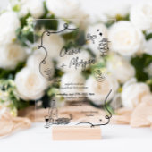 Trendy Scribble Doodle Script Wedding Acryl Uitnodigingen