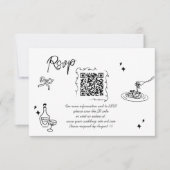 Trendy Scribble Doodle Script Wedding QR-code RSVP Kaartje (Voorkant)