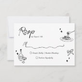 Trendy Scribble Doodle Script Wedding RSVP Kaartje (Voorkant)