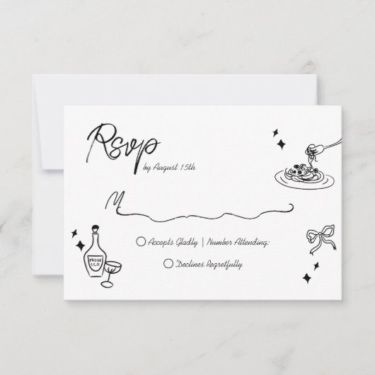 Trendy Scribble Doodle Script Wedding RSVP Kaartje (Voorkant)