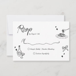Trendy Scribble Doodle Script Wedding RSVP Kaartje