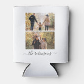 Trendy Script 2 Foto Collage gepersonaliseerd Blikjeskoeler (Voorkant)