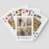 Trendy Script 2 Foto Collage gepersonaliseerd Pokerkaarten (Achterkant)