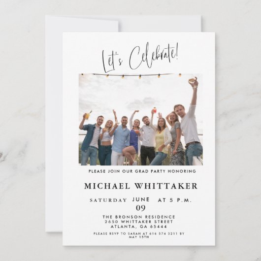 Trendy Script 2-Photo 2024 Afstudeerder Party Kaart (Achterkant)