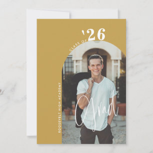 Trendy Script 2-Photo 2024 Gold Afstudeerder Party Kaart