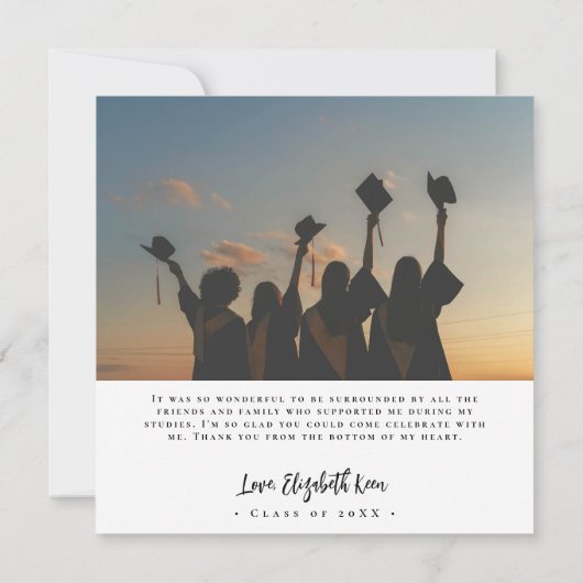 Trendy Script | 4 foto-Afstuderen Bedankkaart (Achterkant)