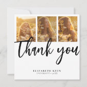 Trendy Script | 4 foto-Afstuderen Bedankkaart (Voorkant)