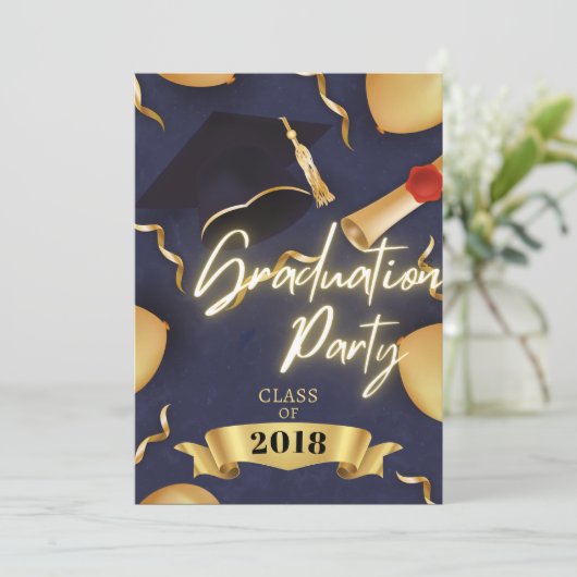 Trendy script | Aangepaste foto afstudeerfeest Kaart (Staand voorkant)