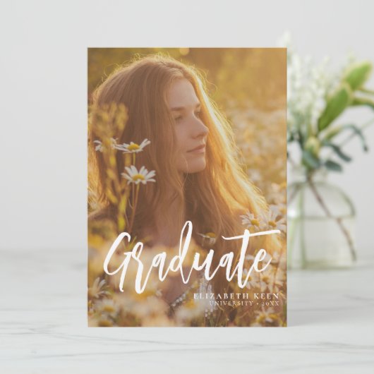 Trendy Script | Aankondiging van twee foto-Afstude (Staand voorkant)