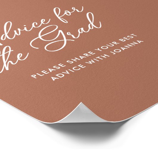 Trendy Script Advies voor het Afstudeerder Sign Poster (Hoek)