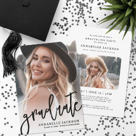 Trendy Script Afgestudeerd Eenvoudige Foto Afstude Kaart